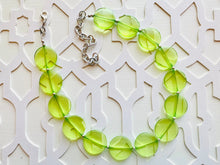 Load image into Gallery viewer, Lime Apple Green Necklace, Single Strand Statement Jewelry, light green Chunky bib bridesmaid everyday bubble jewelry earrings