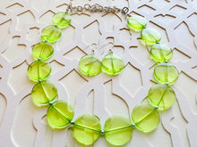 Load image into Gallery viewer, Lime Apple Green Necklace, Single Strand Statement Jewelry, light green Chunky bib bridesmaid everyday bubble jewelry earrings