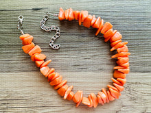 Load image into Gallery viewer, Orange Geometric Single Strand Big Beaded Statement Necklace, orange Jewelry, orange beaded necklace, orange bridesmaid necklace jewelry