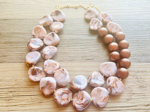 Creamy Coffee chunky necklace, fall brown beaded jewelry, resin beaded Mocha necklace, brown beaded necklace, cinnamon necklace