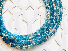 Load image into Gallery viewer, Turquoise &amp; Silver Ombré Glass Chunky Statement Necklace, silver bib necklace, aqua turquoise blue green, wedding bridesmaid chunky