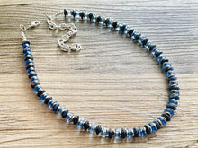 Load image into Gallery viewer, Silver Americana Necklace, Single Strand Statement Jewelry, periwinkle navy blue Chunky bib bridesmaid jewelry necklace beaded agate