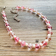 Load image into Gallery viewer, Sweetheart blush pink Single Strand Big Beaded Statement Necklace, pink Jewelr, pink beaded necklace, bridesmaid necklace, Valentine