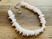 Load image into Gallery viewer, White Spikey Chunky Statement Necklace single Strand Beaded jewelry, bridesmaid bib wedding, white bubble necklace resin