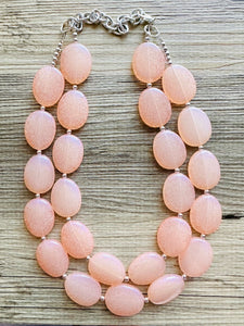 Tangerine Sky Statement Necklace, Big beaded jewelry, Double Strand Statement Necklace, Bib necklace orange bridesmaid wedding silver