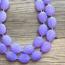 Load image into Gallery viewer, Purple Paradise chunky statement necklace, lavender big bead jewelry gifts for women, bib jewelry Multi-Strand necklace beaded