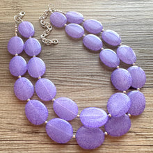 Load image into Gallery viewer, Purple Paradise chunky statement necklace, lavender big bead jewelry gifts for women, bib jewelry Multi-Strand necklace beaded