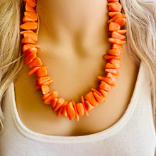 Load image into Gallery viewer, Orange Geometric Single Strand Big Beaded Statement Necklace, orange Jewelry, orange beaded necklace, orange bridesmaid necklace jewelry