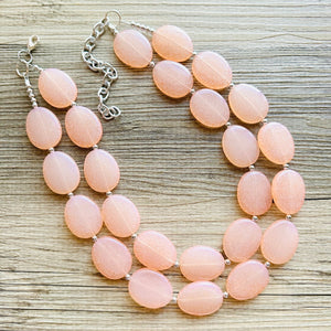 Tangerine Sky Statement Necklace, Big beaded jewelry, Double Strand Statement Necklace, Bib necklace orange bridesmaid wedding silver