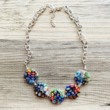 Load image into Gallery viewer, Rainbow Glass Multi Color Chunky Statement choker Necklace rainbow single strand, multi color jewelry, rainbow jewelry single strand jewelry