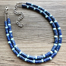 Load image into Gallery viewer, Natural Lapis Lazuli Beaded 1 strand Statement Necklace, Chunky Bib Single Jewelry stone jewelry, gemstone layering dark blue navy