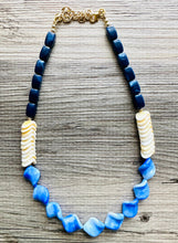 Load image into Gallery viewer, Dark Blue Statement Necklace Jewelry Set, Chunky Jewelry Big Beaded Single Strand Necklace, blue Necklace, navy blue Jewelry Set