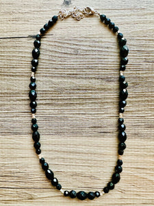 Black & silver Jewel Statement Necklace, Chunky 1 Strand Jewelry, silver necklace, gunmetal bib beaded necklace thick collar bead layering