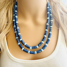 Load image into Gallery viewer, Natural Lapis Lazuli Beaded 1 strand Statement Necklace, Chunky Bib Single Jewelry stone jewelry, gemstone layering dark blue navy