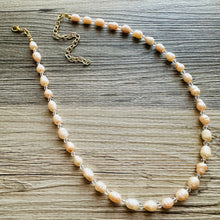 Load image into Gallery viewer, Freshwater Pearl &amp; Crystal Jewelry necklace, bridesmaid jewelry, coral wedding, lavender cream peach necklace gold single strand