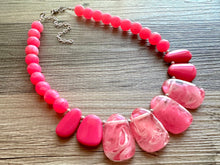 Load image into Gallery viewer, Bubblegum Pink Statement Necklace, Chunky Jewelry Big Beaded jewelry, Single Strand Necklace, hot pink jewelry, hot pink necklace jewelry