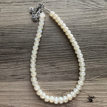 Load image into Gallery viewer, Cupcake Cream Shimmer Single Strand Beaded Statement Necklace beaded layer, off white bridesmaid jewelry layering glitter silver neutral