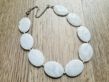 Load image into Gallery viewer, White Big Bead necklace, neutral statement necklace, white jewelry, big beaded single strand chunky necklace, white chunky statement jewelry