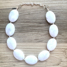 Load image into Gallery viewer, White Big Bead necklace, neutral statement necklace, white jewelry, big beaded single strand chunky necklace, white chunky statement jewelry