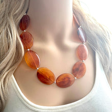 Load image into Gallery viewer, Tortoise Shell Brown Hazel Chunky Statement Necklace, Big beaded jewelry, single strand Statement Necklace, chunky bib jewelry earrings