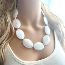 Load image into Gallery viewer, White Big Bead necklace, neutral statement necklace, white jewelry, big beaded single strand chunky necklace, white chunky statement jewelry