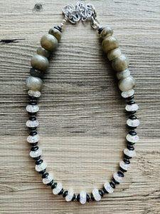 Black White Gray Chunky Long Statement Necklace single Strand Beaded jewelry, bridesmaid bib wedding, white bubble necklace resin