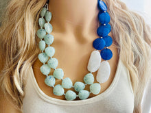 Load image into Gallery viewer, Royal Blue Chunky Statement Necklace, double strand necklace, blue necklace, dark blue necklace, royal blue wedding, bridesmaid necklace