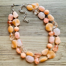 Load image into Gallery viewer, Peachy Orange Statement Necklace Jewelry Set, Chunky Jewelry Big Beaded one Strand Necklace, orange Necklace, peach Jewelry light pink