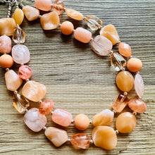 Load image into Gallery viewer, Peachy Orange Statement Necklace Jewelry Set, Chunky Jewelry Big Beaded one Strand Necklace, orange Necklace, peach Jewelry light pink