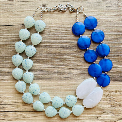 Royal Blue Chunky Statement Necklace, double strand necklace, blue necklace, dark blue necklace, royal blue wedding, bridesmaid necklace