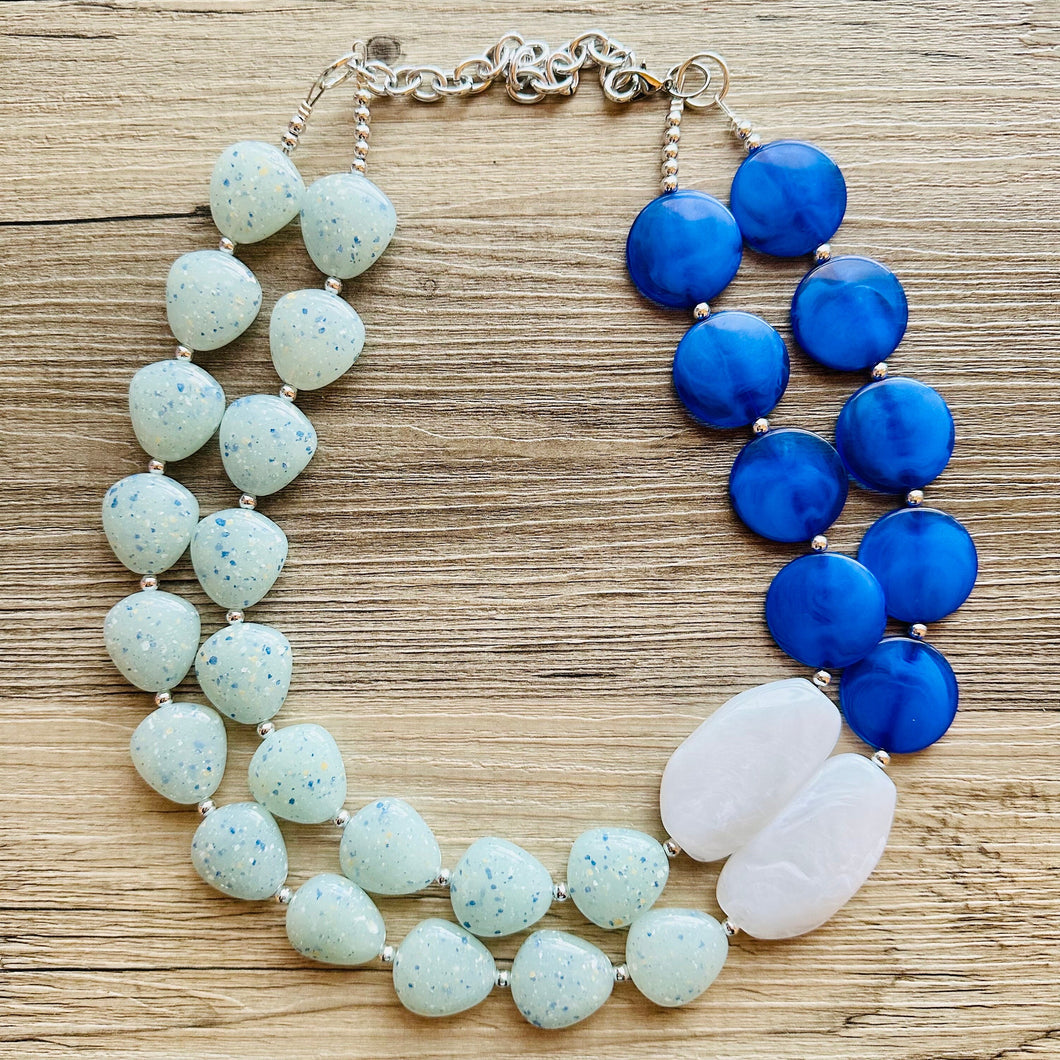 Royal Blue Chunky Statement Necklace, double strand necklace, blue necklace, dark blue necklace, royal blue wedding, bridesmaid necklace