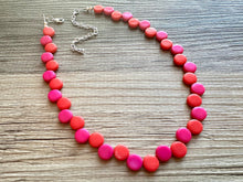 Load image into Gallery viewer, Hot Pink &amp; Red Single Statement Necklace, Chunky Jewelry Big Beaded Necklace, dark pink Necklace, magenta Jewelry bubble Valentines Day