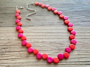 Hot Pink & Red Single Statement Necklace, Chunky Jewelry Big Beaded Necklace, dark pink Necklace, magenta Jewelry bubble Valentines Day