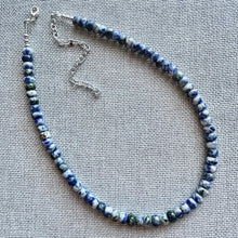 Load image into Gallery viewer, Natural Blue Spot Jasper Beaded 1 strand Statement Necklace, Chunky Bib Single Jewelry stone jewelry, gemstone layering dark blue navy