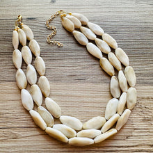 Load image into Gallery viewer, Creamy Big Bead Necklace, multi Strand Statement Jewelry, toffee Chunky bib, bridesmaid necklace, brown jewelry, beaded jewelry brown