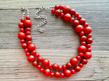 Load image into Gallery viewer, Bubble Red Wood Beaded Necklace, Colorful Jewelry, Chunky wooden statement, big beaded necklace, birthday 2 strand thick collar beads