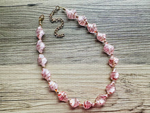 Load image into Gallery viewer, Lampwork Glass Sweetheart blush pink Single Strand Big Beaded Statement Necklace, pink Jewelry, pink beaded necklace, bridesmaid Valentine