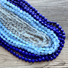 Load image into Gallery viewer, Vintage 11 Strand Blue Ombre Beaded Necklace jewelry, beaded chunky statement necklace, light aqua bridesmaid necklace, bridal jewelry thick