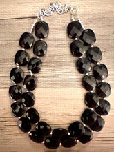 Load image into Gallery viewer, Black chunky statement necklace, bib jewelry black necklace, black jewelry, black beaded necklace, black bubble, double strand black necklac