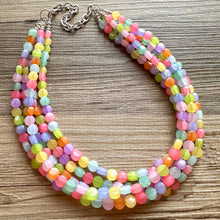 Load image into Gallery viewer, Carnival Candy 5 strand Beaded Necklace, Colorful Jewelry, Chunky statement necklace, beaded necklace, rainbow confetti neon jewelry