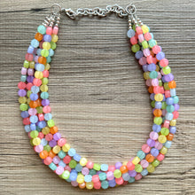 Load image into Gallery viewer, Carnival Candy 5 strand Beaded Necklace, Colorful Jewelry, Chunky statement necklace, beaded necklace, rainbow confetti neon jewelry