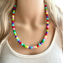 Load image into Gallery viewer, Color snap! Rainbow Bubble Necklace, bib Necklace, statement necklace, bubble bead necklace, geometric necklace, baby shower necklace