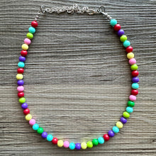 Load image into Gallery viewer, Color snap! Rainbow Bubble Necklace, bib Necklace, statement necklace, bubble bead necklace, geometric necklace, baby shower necklace