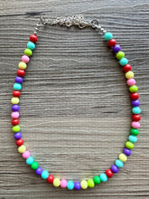 Load image into Gallery viewer, Color snap! Rainbow Bubble Necklace, bib Necklace, statement necklace, bubble bead necklace, geometric necklace, baby shower necklace