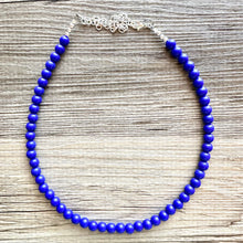 Load image into Gallery viewer, Royal Blue Beaded statement necklace, bubble bead dark blue jewelry, blue earrings jewelry set, blue bridesmaid wedding gifts for her