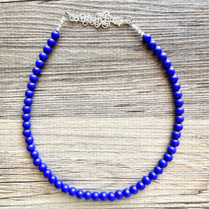 Royal Blue Beaded statement necklace, bubble bead dark blue jewelry, blue earrings jewelry set, blue bridesmaid wedding gifts for her