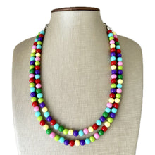 Load image into Gallery viewer, Color snap! Rainbow Bubble Necklace, bib Necklace, statement necklace, bubble bead necklace, geometric necklace, baby shower necklace