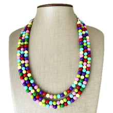 Load image into Gallery viewer, Color snap! Rainbow Bubble Necklace, bib Necklace, statement necklace, bubble bead necklace, geometric necklace, baby shower necklace