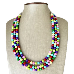 Color snap! Rainbow Bubble Necklace, bib Necklace, statement necklace, bubble bead necklace, geometric necklace, baby shower necklace