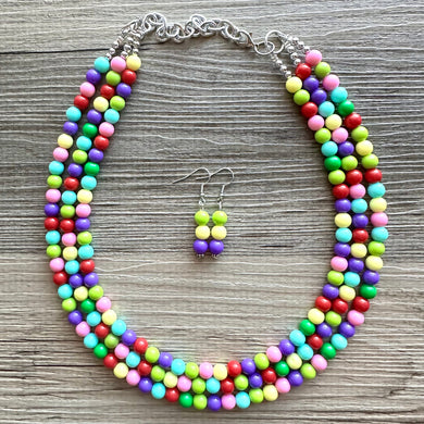 Color snap! Rainbow Bubble Necklace, bib Necklace, statement necklace, bubble bead necklace, geometric necklace, baby shower necklace